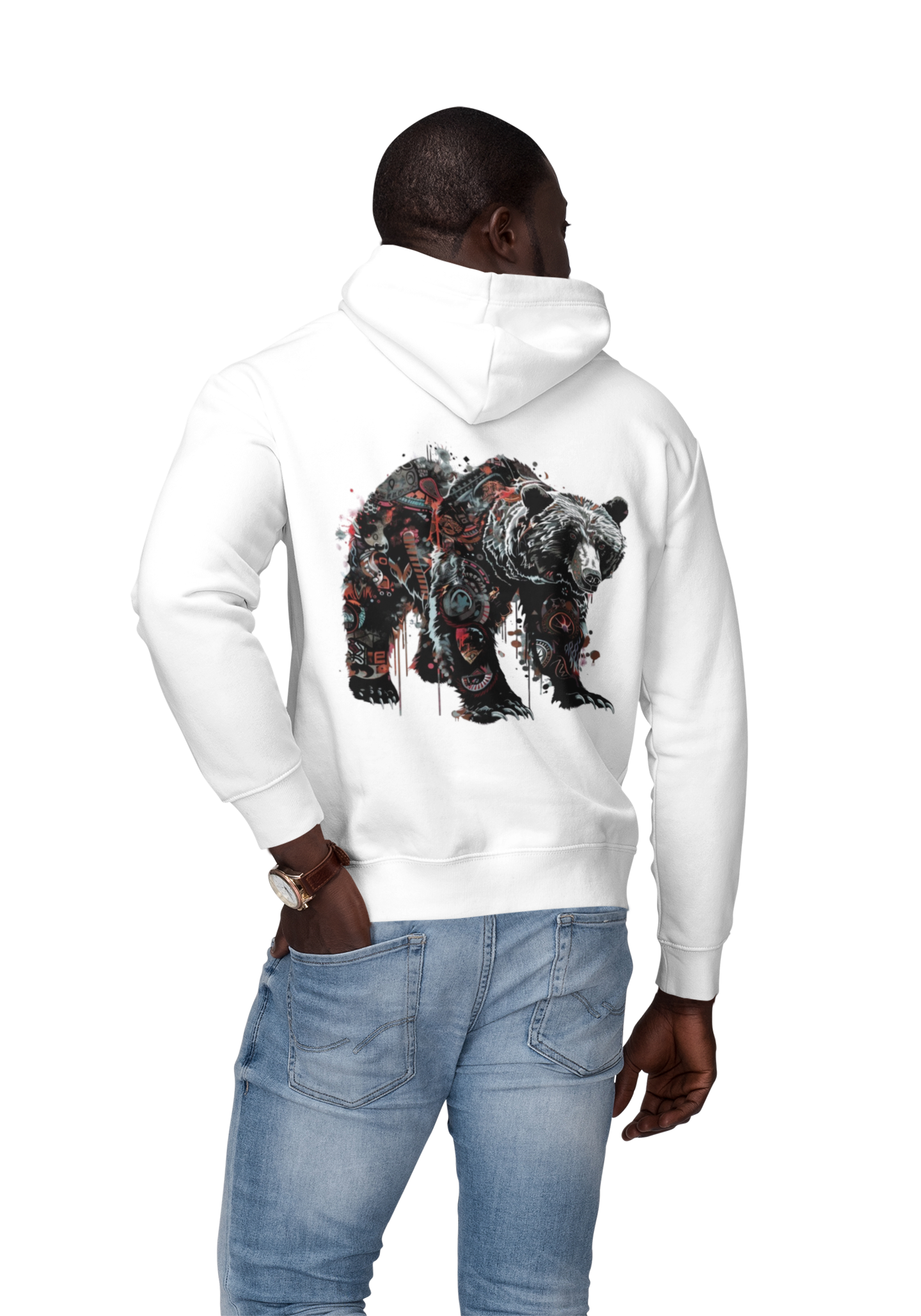 Bear Imprint Hooded Sweatshirt